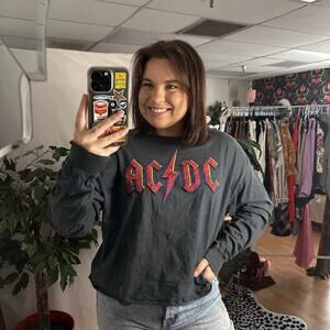 Daydreamer Rock & Roll AC/DC Long Sleeve Tee Gray Size Medium NWT